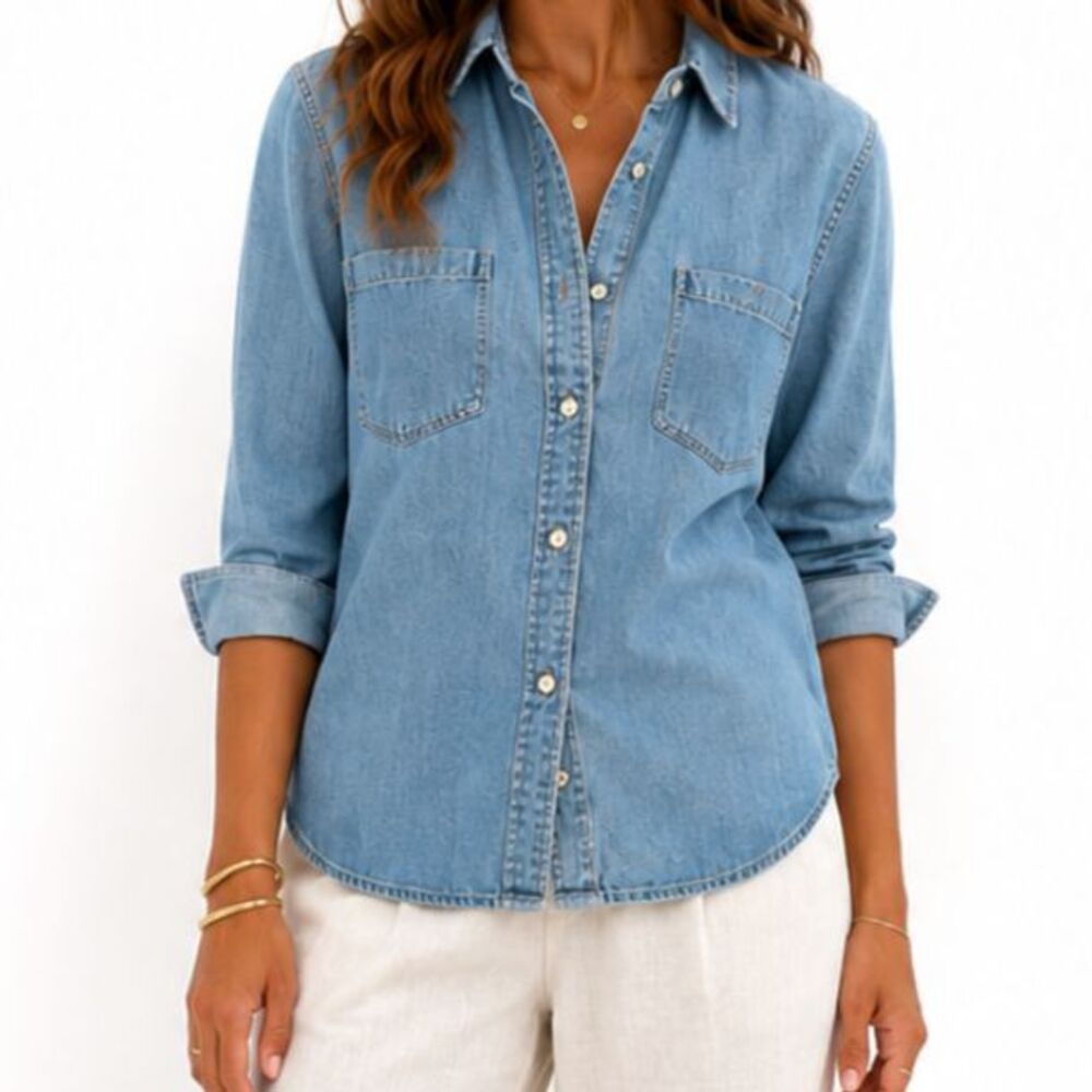J. Crew Womens Size 22 Long sleeve denim Button down shirt NWT